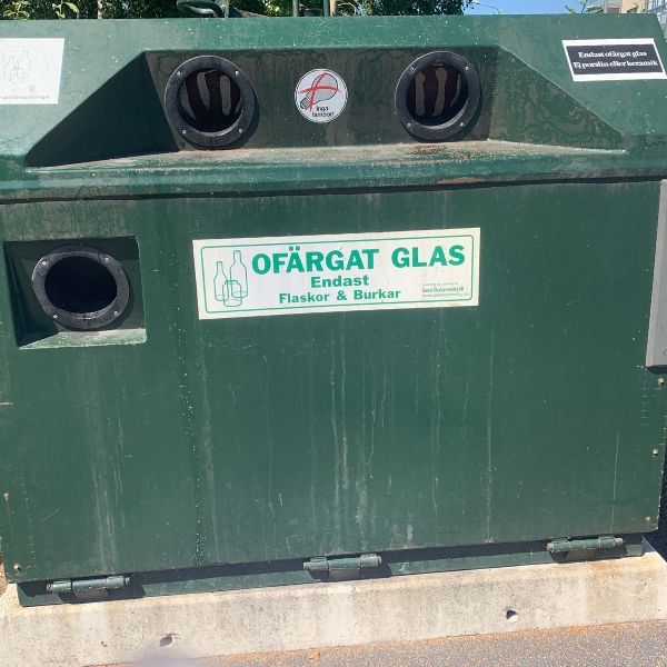 Swedish recycling containers at publish recycling area