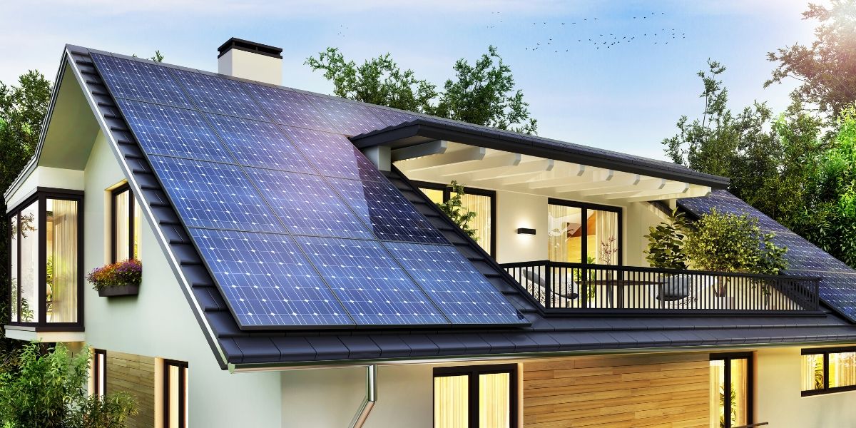 Solar PV panels on a sustainable home