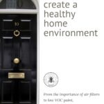 Pinterest pin with black front door and text that reads "How to create a healthy home environment"